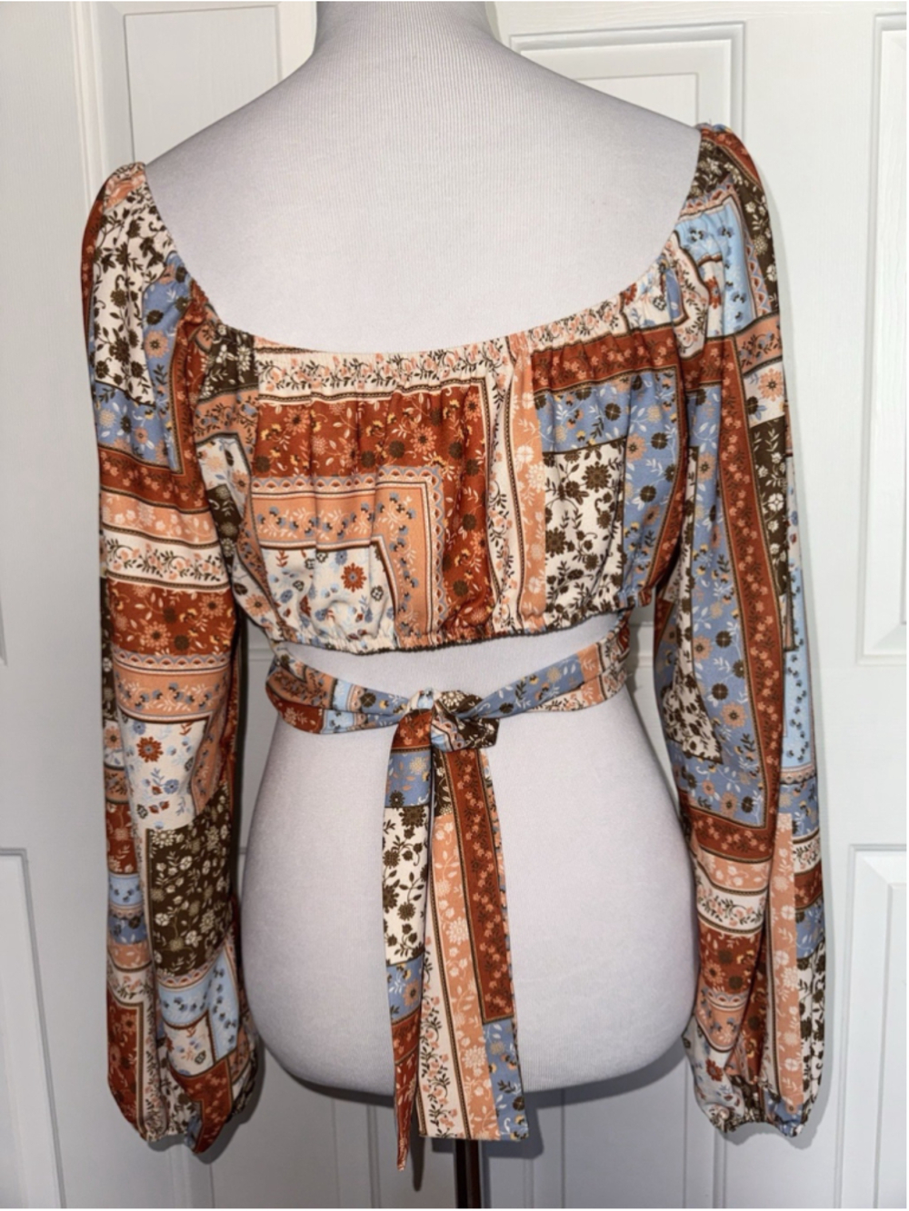 Altar’d State Boho Patchwork Crop Top Prairie Earthy Festival Peasant Size Large - Picture 2 of 11